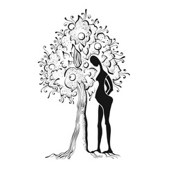 woman tree vector