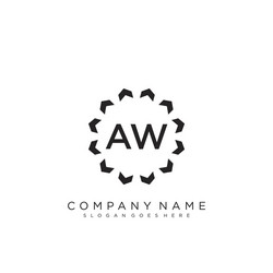 Aw initial handwriting logo design with brush Vector Image