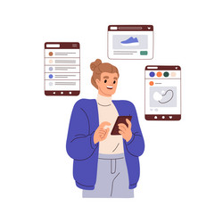 Mobile App Usage Concept vector image