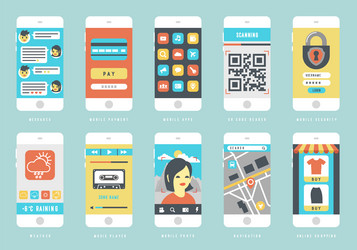 set of smart phones with different user interface vector