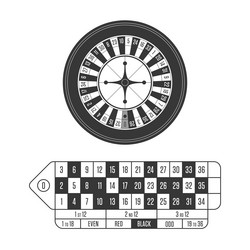 Casino roulette table and whell vector