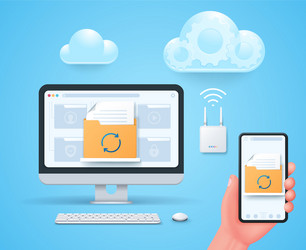 data synchronization concept in 3d style vector image