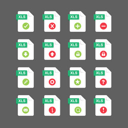 flat design with xls files icon set symbol vector image