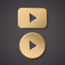 Play gold button icon round arrow vector