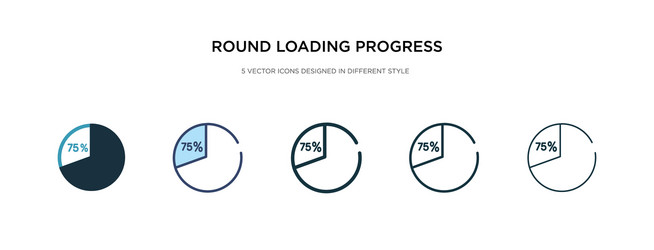 Round loading progress icon in different style vector