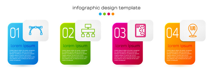 set line bezier curve site map web development vector