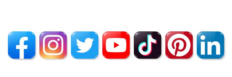 Set of popular social media and mobile apps icons vector