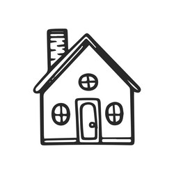 House doodle hand drawn cute home vector