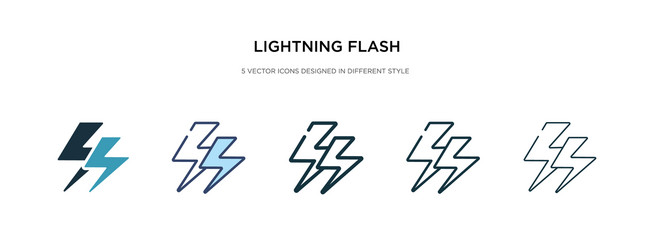 Lightning flash icon in different style two vector