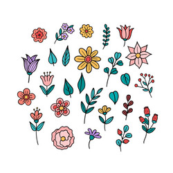 Floral bouquet hand drawn fantasy folk flowers Vector Image