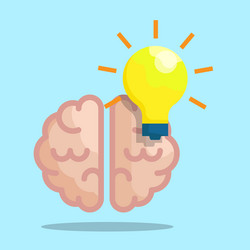 brain with light bulb idea knowledge concept vector