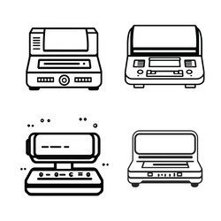 collection of four retro computers icons set vector image