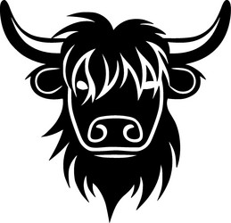 Highland Cow Icon - Black & White Vector Image