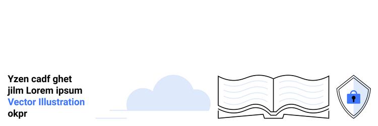 open book with wave-thumbs up text shield vector image