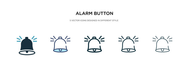 Alarm button icon in different style two colored vector