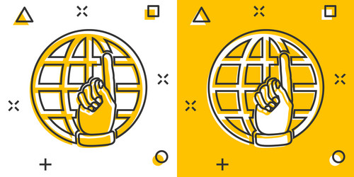 cartoon go to web icon in comic style globe world vector image