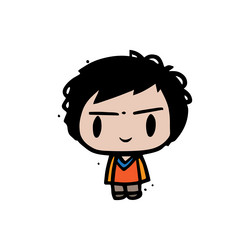 cute little boy chibi style design element vector