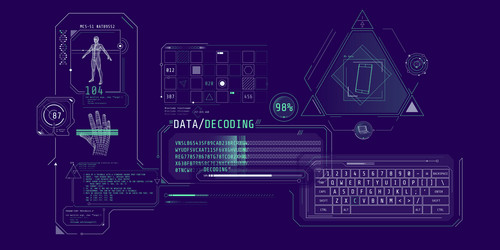 futuristic hud interface for entering and decoding vector image