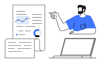 man analyzing charts and graphs on paper vector image