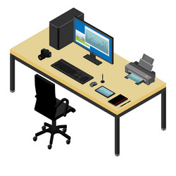 Programmer freelancer working place desk vector