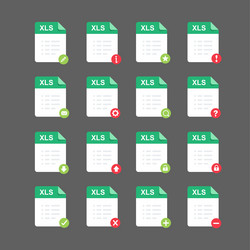 flat design with xls files icon set symbol vector image