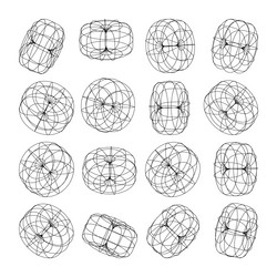 wireframe lined shapes perspective mesh 3d grid vector image