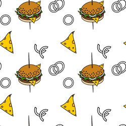 an endless pattern with elements of fast food vector image