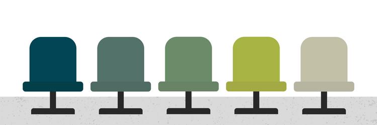 five football chairs in different colors vector