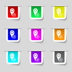 Map pointer icon sign set of multicolored modern vector