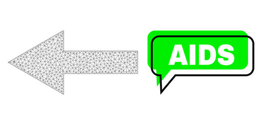 Shifted aids green phrase cloud and mesh wireframe vector