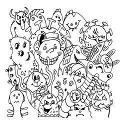 Coloring book cartoon monsters scary funny vector