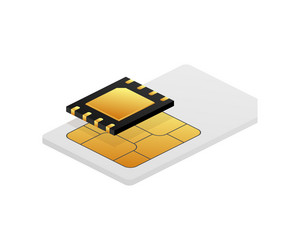 Digital e sim chip motherboard vector