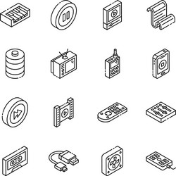 electronics devices linear isometric icons vector