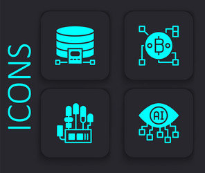 set computer vision cloud database blockchain vector image