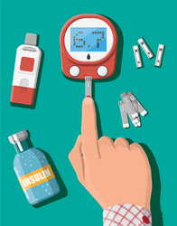 Testing blood glucose concept glucometer vector