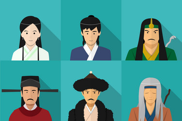 Avatar of chinese people in flat style art vector