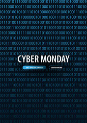 cyber monday sale banner with binary code vector image