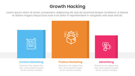 growth hacking infographic 3 point with square vector image