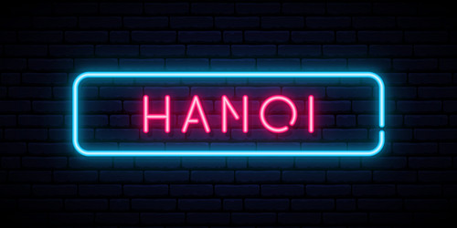 hanoi neon sign bright light signboard banner vector