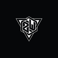 Zw letter logo monogram hexagon shape with crown Vector Image