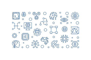 artificial intelligence outline horizontal vector