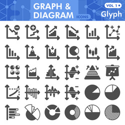 Graph and diagram line icon set growth chart vector