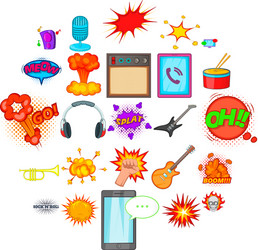 Music icons set cartoon style vector