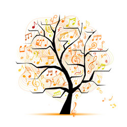 Music notes abstract musical tree for your design vector