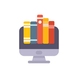 online library on computer screen displaying e vector image