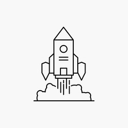 rocket spaceship startup launch game line icon vector image