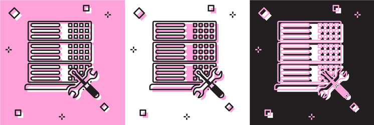 set database server with screwdriver and wrench vector image