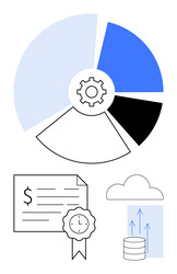 data visualization elements with pie chart cloud vector image