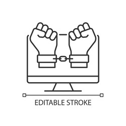 hacker catching linear icon vector image