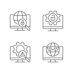 illegal activities detection linear icons set vector